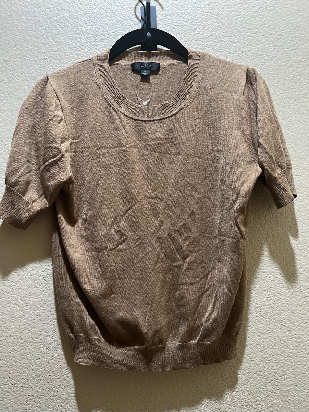 J. Crew woman’s Short-Sleeve Crewneck Sweater — Brown